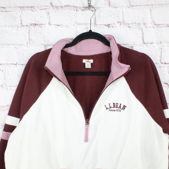 LL Bean 1912 Sweatshirt Quarter-Zip Colorblock Pink Maroon Size 2X - Picture 3 of 9